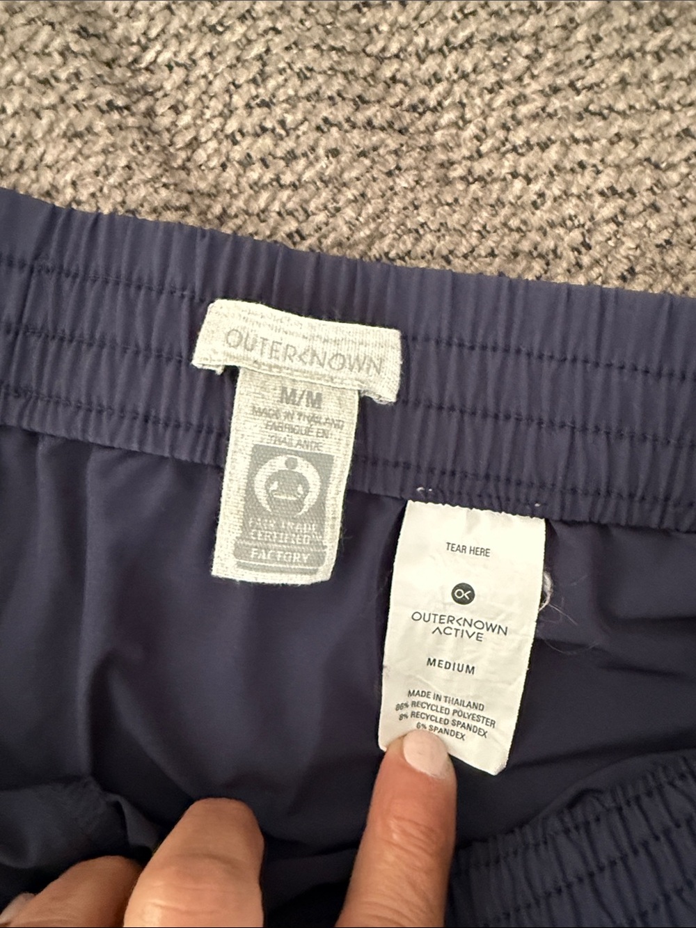 Outerknown Navy Elastic Waist Active Shorts - Picture 2 of 3